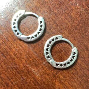 Pandora Silver Pavé Hoop Earrings with Sparkling Stones